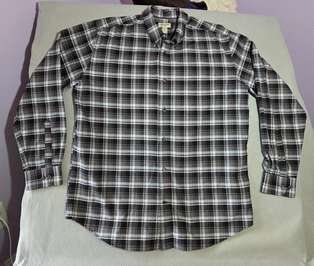 St. John’s Bay Plaid Button Down Shirt Men’s XLg Tall Blue Cotton Casual